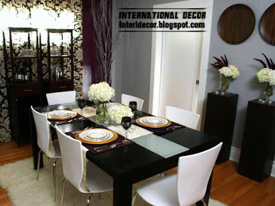 modern black dining table with white chairs, Spanish dining room furniture 2013