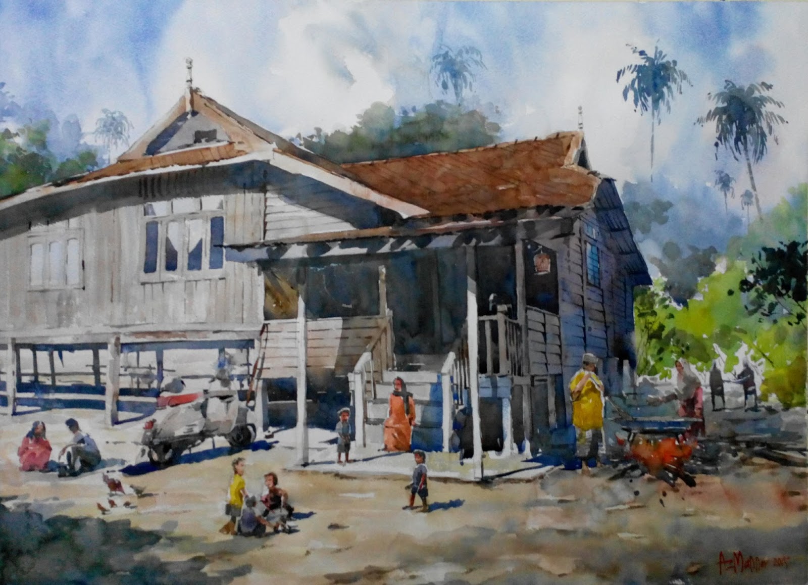 azmannor: Watercolor: Keraian Kampung...