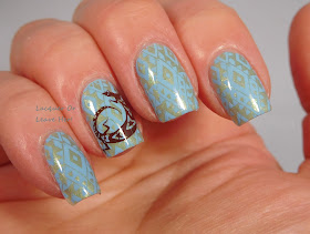 Marianne Nails 124 over Zoya Lacey, stamped with Messy Mansion polishes