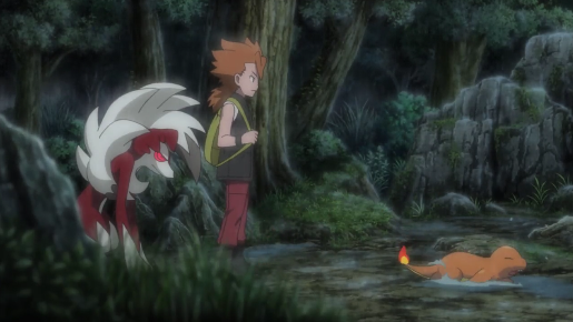 Pokémon the Movie I Choose You Cross Lycanroc kicked Charmander raining