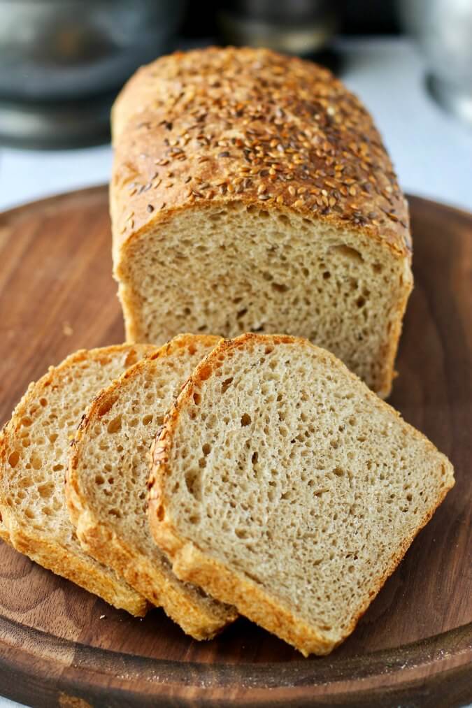 No Knead Sprouted Wheat and Flax Seed Bread