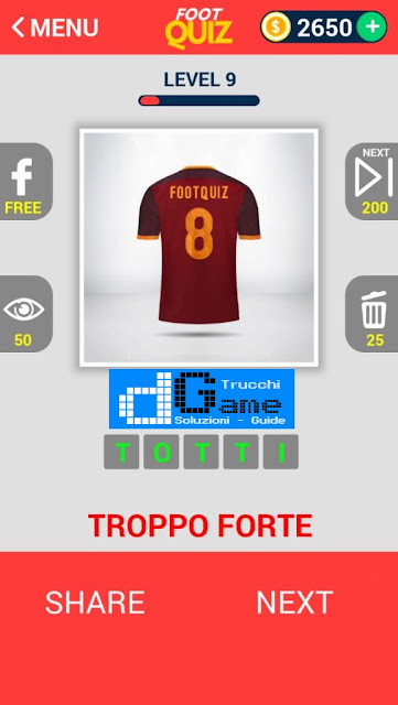 FootQuiz Calcio Quiz Football ( SHIRT) soluzione livello 1-10