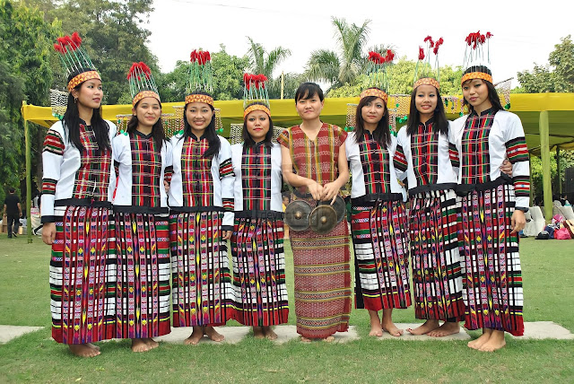 A group of Mizo women with traditional dresses and attires.jpg