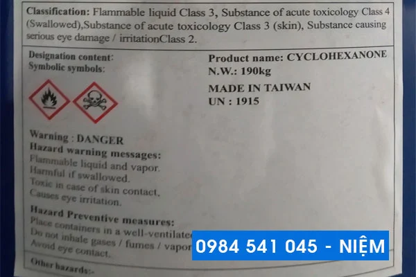 Dung môi công nghiệp Dầu ông già - Cyclohexanone - Anone