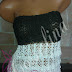 Black and white sleeveless crochet top