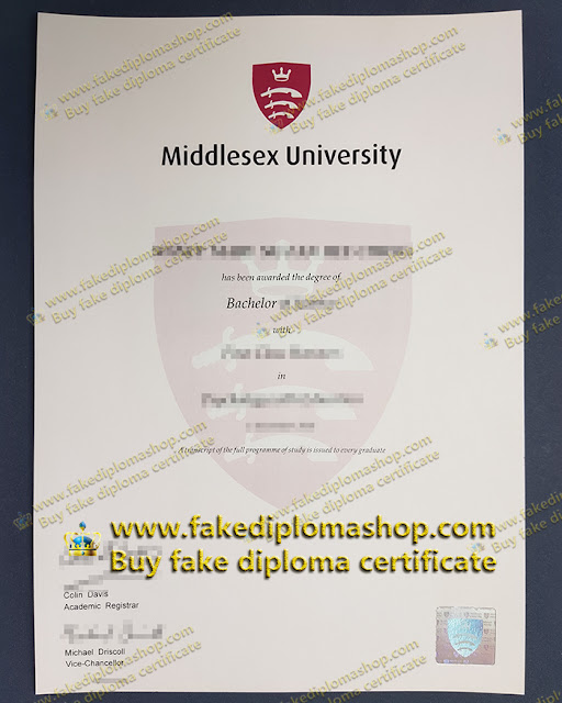 Middlesex University diploma of Bachelor