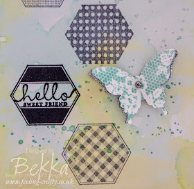 Pretty Hello Card with a watercolour background made with Stampin' Up! UK products - check it out here 
