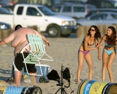 Craziest Fat Guy Having Trouble At The Beach