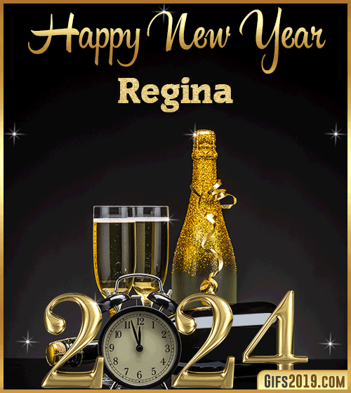 Champagne Bottles Glasses New Year 2024 gif for Regina