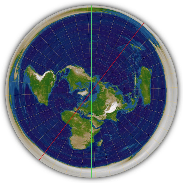 Gaian Prime Meridian on Polar Azimuthal Equidistant Projection