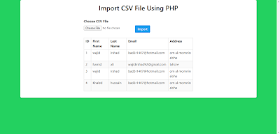 import csv in php output