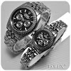 Couple Rolex Rantai - Full Hitam