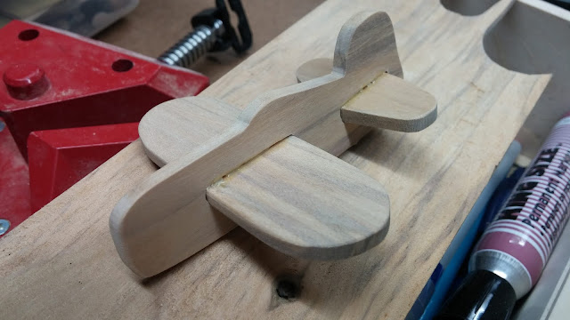 Handmande Wood Toy Airplane Showing My Sloppy Glue line