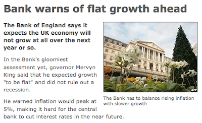 Example of the phrase 'flat growth' in a BBC News story