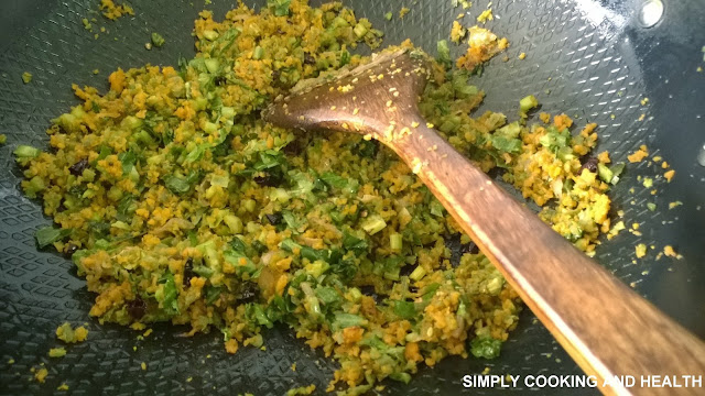 Vegetables for couscous are being fried