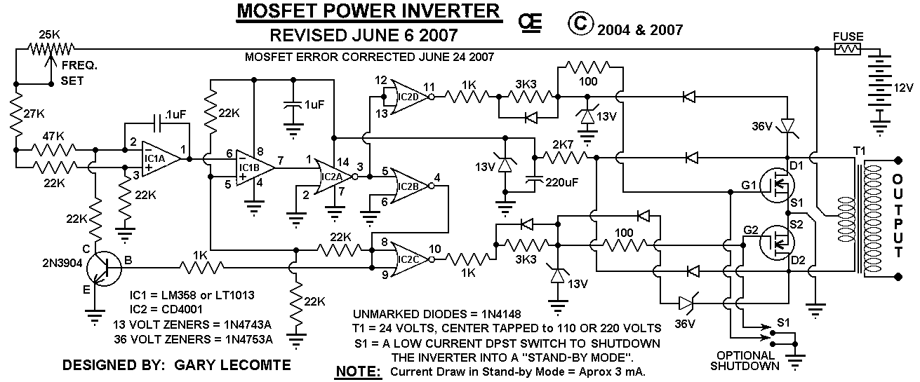 circuit diagram: 500W Mos Fet Power Inverter from 12V to ...