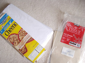 Use cereal box or cardboard to large tissue paper storage