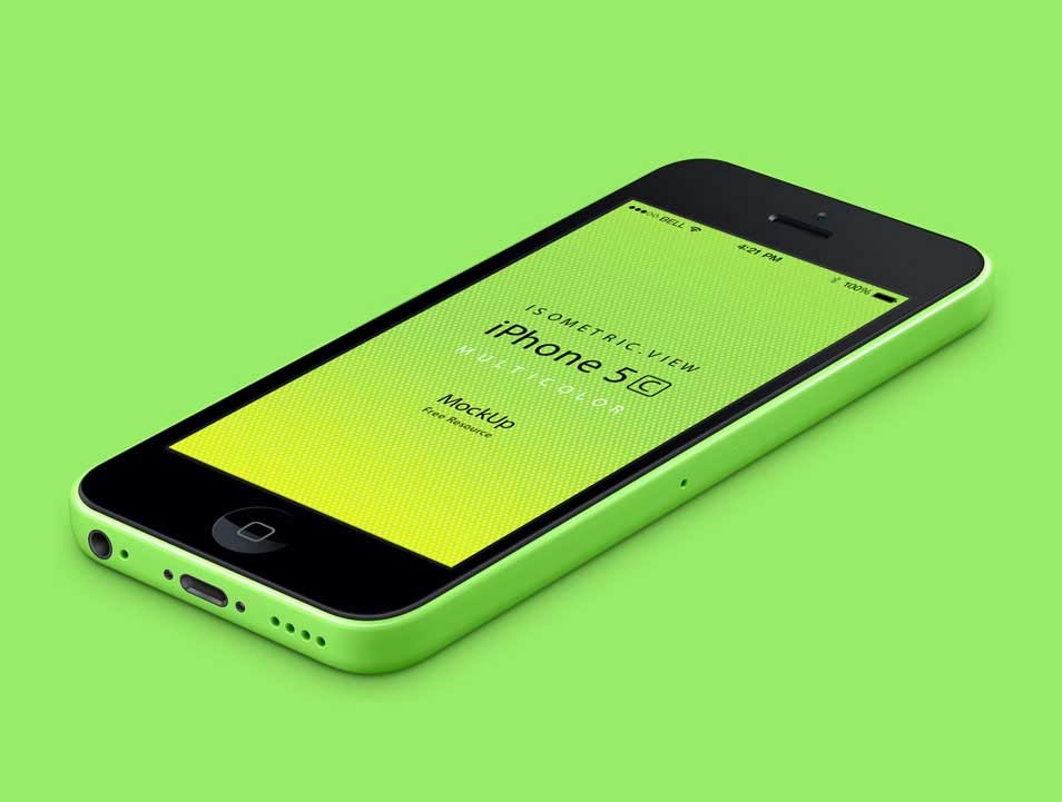 3D View iPhone 5C PSD Mockup