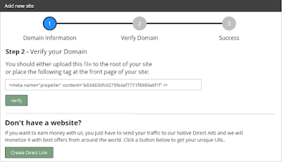 How to Verify Propeller Ads in Blogger