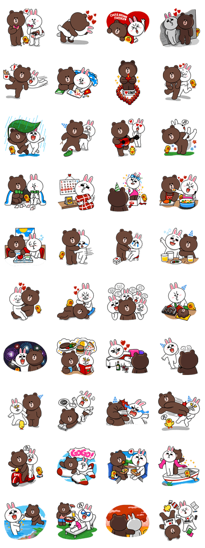 Line 公式スタンプ ブラウン コニー ラブぽよデート