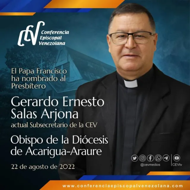 Papa Francisco designó al padre Gerardo Salas Arjona como nuevo obispo de la Diócesis de Acarigua-Araure