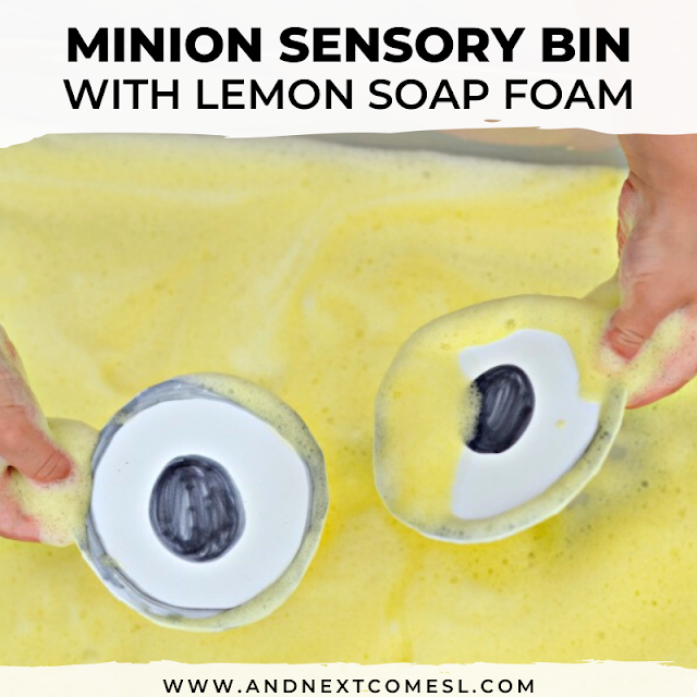 Minion activity for kids with lemon scented soap foam