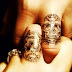 Demon Couple Danger Face Ring Tattoo Designs