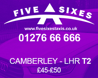 Camberley Taxis Official Logo of Five Sixes Taxis in Camberley Official Logo of Five Sixes Taxis in Camberley ☎️ 01276 66666 Five Sixes Taxis, 169 London Rd., Camberley, GU15 3JS, Surrey   Camberley Taxis to-from Heathrow Airport (Terminals 2,3,4,5) Taxi service from Camberley (GU15, GU16, GU17) to Heathrow Airport (Terminals 2,3,4,5), couldn't be easier to book through Five Sixes Taxis booking system, Camberley (GU15, GU16, GU17) is approximately less than 18 miles distance from Heathrow Airport (Terminals 2,3,4,5), when you go for holiday trips or business trip whatever the reason we will provide the hassle-free door to door transfer to and from the airport safely.  We are one of the most preferred highly reliable airport transfer companies in Camberley,  GU14, Hampshire (UK) and our main motto is customer safety, comfort, and great customer service. Our taxi fares are very competitive and much cheaper option than other transport companies. We provide FREE 45 minutes waiting time after landing (parking charges apply).  We have been in this taxi industry for more than ten (10) years, most of our customers are loyal customers.  Our taxi offer is highly competitive and comes with a money-back without compromising the quality of the local or airport taxi services.  How Long Does It Take Taxi From Heathrow To Camberley (GU15, GU16, GU17)? Camberley (GU15, GU16, GU17) is a renowned city in Eastern England. It is almost a 18.5-mile drive from London Heathrow Airport (Terminals 2,3,4,5).  Camberley Taxis (GU15, GU16, GU17) to Heathrow and or Heathrow to Camberley (GU15, GU16, GU17) are often preferred as they are the nearest taxi in Camberley   How Far Is Camberley (GU15, GU16, GU17) From Heathrow Airport (Terminals 2,3,4,5)? Camberley (GU15, GU16, GU17) is approximately 23 miles away from the UK's busiest airport, London Heathrow Airport (Terminals 2,3,4,5).  Please add a mile or two if you are traveling to terminals 2 and 3.  How Do I Get From Heathrow To Camberley (GU15, GU16, GU17)? Londo Heathrow Airport (Terminals 2,3,4,5) (LHR) being the central airport hub of England, Camberley (GU15, GU16, GU17) is commutable from the airport through buses, trains and tubes. Despite these amenities, service users traveling to and from the airport opt for taxi services for comfort and saving time.  What Is The Cheapest Way To Get From Camberley (GU15, GU16, GU17) To London Heathrow Airport (Terminals 2,3,4,5)? Taking a taxi from Camberley (GU15, GU16, GU17) to Heathrow is often advisable as there are many cheap and affordable taxi services running from Camberley (GU15, GU16, GU17) to Heathrow. Although cheaper alternatives are available, yet taxi services from Camberley (GU15, GU16, GU17) to Heathrow serves the best, be it time or cost.  What Is The Fastest Way To From Camberley (GU15, GU16, GU17) To London Heathrow Airport (Terminals 2,3,4,5) (LHR)? Camberley (GU15, GU16, GU17) is almost 18 miles away from Heathrow. Taxis are the fastest means to travel to and from Camberley (GU15, GU16, GU17) and Heathrow.  Where is the taxi stand at Heathrow Terminal 2? Is there a taxi rank at Heathrow Airport? Taxi ranks and stands are right outside the Heathrow Terminals. But if you are looking to book cheaper taxis from Heathrow to Camberley (GU15, GU16, GU17), then you can also try for service providers like Minitaxi airport transfer who are available in a couple of miles from the airport. You can pre-book with them online, email, and calls, and their highly reliable services will be available on time.  Do Taxis in Camberley accepts credit cards? Yes, many taxis from Camberley process credit card payments. You can opt to pre-book with taxi operator Five Sixes Taxis, Pinoy Taxi Service, or Camberley Taxi Online who has many options for payments.  Are There taxis Near Heathrow Terminal 2? Heathrow Airport (Terminals 2,3,4,5) Terminal 2 is one of the busiest airport terminals in England, there are many taxi operators in London licensed by TfL lined up outside the terminal. You can opt for reliability by pre-booking taxis online to avoid the hassle. Camberley Taxi Online is one of the most sought after taxi service company in Camberley offering taxi rides to and from Heathrow Airport (Terminals 2,3,4,5) on a regular basis.  What Is The Best Way To Travel From Heathrow With Lots Of Luggage? It is always advised to hire a taxi service if you wish to travel from Heathrow with lots of luggage. This is to save you the hassle. Hire a van with a minimum seating capacity of up to six people plus luggage.  Is there an UBER taxi in Camberley? UBER is not yet operating in Camberley, they are trying but our taxi trade in Camberley opposes them as it's out of their service area  How to book a taxi through Five Sixes Taxis? You could book your taxi through Five Sixes Taxis by simply filling the online taxi booking form, e-mail or call them.  Is it safe to get a taxi from Five Sixes Taxis? Five Sixes Taxis is a licensed taxi company, fully insured and all drivers had been on enhanced CRB checks.  Do I need to book my taxi to Heathrow Airport (Terminals 2,3,4,5) from Camberley (GU15, GU16, GU17) in advance? It is best to book your taxi in advance if you are going to either within Camberley or Heathrow Airport (Terminals 2,3,4,5), this is to allocate a driver and a taxi vehicle for you.  How To Book Taxi From Heathrow To Camberley (GU15, GU16, GU17)? If you wish to book a taxi from Heathrow Airport (Terminals 2,3,4,5) to Camberley, just fill an online booking form.  What Is The Difference between a Taxi from Private Car Hire? A taxi is like a black cab vehicle, depending on which licensing areas, a taxi could be a private vehicle with TAXI signage on top and sits on a taxi rank while private car hire is a private vehicle and on advance bookings only  Are You Open 24 Hours? Yes, we are open 24 hours, best to book in advance though.  Do you have a branch in Heathrow Airport (Terminals 2,3,4,5)? No, we don't have a taxi counter at Heathrow Airport (Terminals 2,3,4,5).  How Much Is Taxi Fare From Heathrow To Camberley (GU15, GU16, GU17) For MPV 6 seater (Van) Car? We Offer Great Prices For Taxi Trips From Heathrow To Camberley (GU15, GU16, GU17) on an approximate price of £55.00 For MPV6(Van) Cars.  How Much Is Taxi Fare From Heathrow To Camberley (GU15, GU16, GU17) For 7 Seater Van? We Offer Great Prices For Taxi Trips From Heathrow To Camberley (GU15, GU16, GU17) on an approximate price of £65.00 For 7 Seater Van.  How Much Is Taxi Fare From Heathrow To Camberley (GU15, GU16, GU17) For 8 Seater Minibus? We Offer Great Prices For Taxi Trips From Heathrow To Camberley (GU15, GU16, GU17) on an approximate price of £75 For 8 Seater Minibus.  How Much Is The Fare To Camberley (GU15, GU16, GU17) From Heathrow For 2 Passengers And 4 Luggage? Different Service Providers Offer Different Prices, But Standard Charges With Five Sixes Taxis For Muti-Purpose Vehicles Accommodating 4 Passengers And 4 Luggage Is £40 to £45 GBP approximately  How Do I Choose A taxi Type? Your Ideal taxi Type Can Be Chosen Depending On Number Of People Travelling And Number Of Luggage They Have. For Instance, A Standard Saloon taxi Can Accommodate Either A Combination Of 4 Passengers With 2 Luggage Or The Other Way. You Can Discuss It With The Operators Like Five Sixes Taxis, You Are Booking With, And They Will Help You Find The Right taxi Type.  What Kind Of taxi You Have For Heathrow To Camberley (GU15, GU16, GU17). Our Range Of taxi Types Includes Standard Saloon, E-Class, Estate, Multipurpose (4/6) Vehicles, 8 Seaters van.  Are there any advantages of taking a taxi compare to a bus or train? Yes, there are many advantages of taking a taxi, firstly, it's comfortable, second, it's economical.  I am running late for the pick-up from Camberley to Heathrow, will the driver wait for me? Yes, your driver will wait for you, communication is the key, our drivers usually communicate in advance as a protocol.  Is there a charge when the driver waits for the passenger? We are sensible, however, the drivers and our taxi operations rely heavily on time management as it will affect other forwarding and advance bookings, for a local taxi, there is a free five minutes waiting, for airport meet and greet, it is £5 to £7 depending on what car do you book.  How long before a passenger comes out of the arrival area these days during a pandemic? The minimum time is about an hour, these days, it is now more than one and a half hours to two hours per passenger, this varies though, some passengers come out of the UK Border Immigration within an hour or less but in most cases, it's not.  If I book online, will I get a booking confirmation? How? Yes, Once You Make A Reservation With Us, You Will Get An Unconfirmed Reservation With Your Transfer Details. You Can Pay For It And Confirm It To Get A Full Confirmation.  Is there a discount if I book my taxi in advance? Our taxi fares are highly competitive, with our highly reliable service and comfortable cars, our rate is value for money, please check the feedback of our passengers.  Where is the nearest bus stop in Camberley going to Heathrow Airport (Terminals 2,3,4,5)? There is a bus stop at Union street next to Camberley MAIN Train Station taxi rank, taking a bus to Heathrow Airport (Terminals 2,3,4,5) is not recommended as there will be many transfers and your travel time is very long.  How many minutes before I book my taxi in Camberley? The standard is between 10 to 15 minutes in advance, during busy hours, please consider between 15 to 20 minutes, better yet, book your taxi in advance so we could allocate a dedicated vehicle and driver for you.      Camberley Taxis Offer Taxi in Blackwater to Heathrow Airport Terminal 2 Taxi in Blackwater to Heathrow Airport Terminal 2  Taxi in Blackwater to Heathrow Airport Terminal 3 Taxi in Blackwater to Heathrow Airport Terminal 3  Taxi in Blackwater to Heathrow Airport Terminal 4 Taxi in Blackwater to Heathrow Airport Terminal 4  Taxi in Blackwater to Heathrow Airport Terminal 5 Taxi in Blackwater to Heathrow Airport Terminal 5   Taxi in Camberley to Heathrow Airport Terminal 2