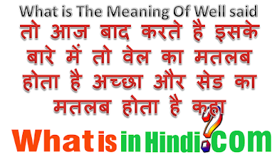 What is the meaning of well said in Hindi
