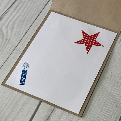 Star and firecracker images on inside of 4th of July Greeting Card