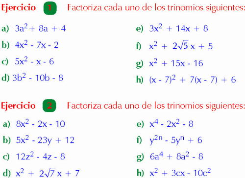 Factorizacion Del Trinomio Ax2 Bx C Por Aspa Ejemplos Y