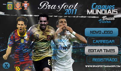 Baixe agora e deixe o menu principal do seu Brasfoot 2011 Build 3 com o Messi, Xavi e Cristiano Ronaldo