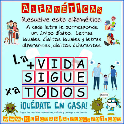 Alfamética, Criptoaritmética, Criptosuma, Coronavirus, Covid19, Juego de letras, Juego de Palabras, Desafíos matemáticos, Retos matemáticos, Problemas matemáticos