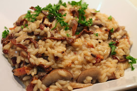 Mushroom-bacon risotto