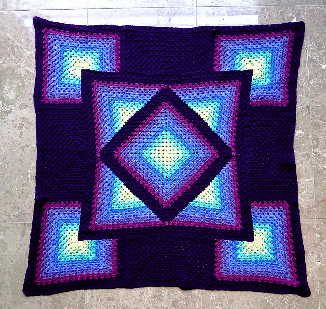 kaleidoscope crochet granny blanket