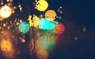 Lights Rain Window Lights Blue Yellow Orange HD Wallpaper
