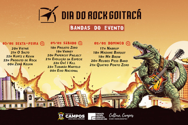 Rock Goitacá apresentará 17 shows locais, nos dias 3, 4 e 5 de maio, no Cais da Lapa