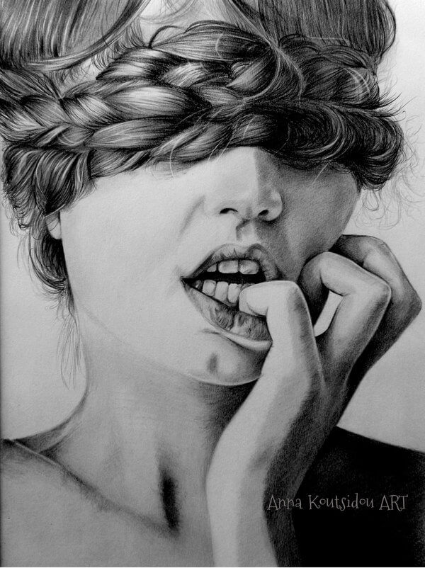 20 Mind-Blowing Pencil Drawings By Greek Artist That Illustrate The Beauty Of Love - Falling in love with the heart and closed eyes