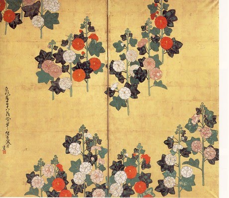 Flos 花 Blume Flower 華 Fleur Flor Cbetok Fiore タチアオイ 4 長谷川等伯 松に立葵 図 尾形乾山 立葵図屏風