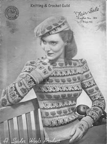 1940s vintage knitting pattern; Fair Isle; woman's jumper, beret & gloves 