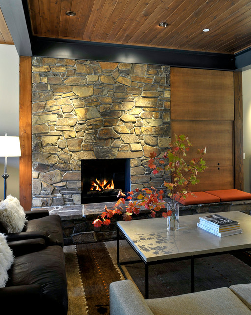 25 Gorgeous Living Rooms with Stone Walls - Decor Units