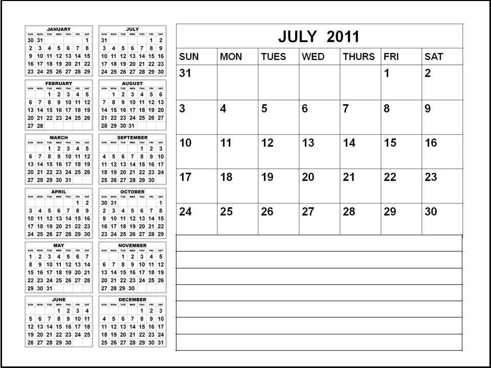 blank calendar 2011 july. Blank Calendar 2011 July