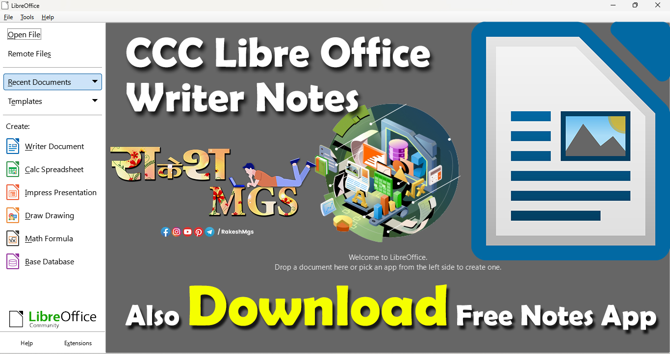 CCC Libre Office Writer Notes | LibreOffice Notes in Hindi - RakeshMgs