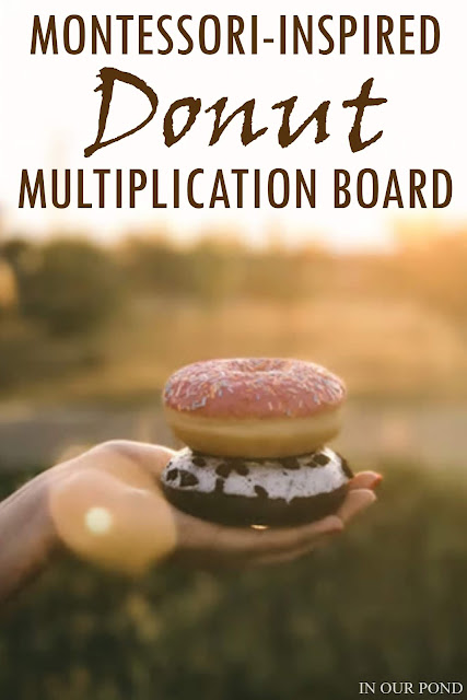 Montessori-Inspired Multiplication Board with Donuts // In Our Pond // math practice // multiplication // elementary school // free printable// national donut day // doughnut math // homeschooling