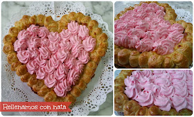 strawberry cake - tarta hojaldre rellena de crema y fresas San Valentín