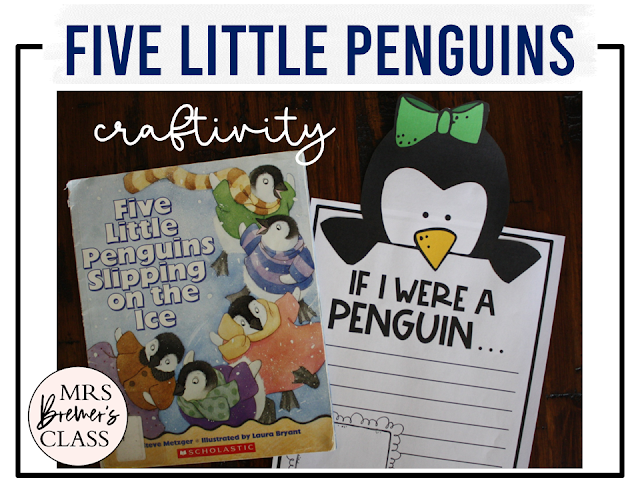 Five Little Penguins Slipping on the Ice book activities unit with literacy printables, reading activities, and a craft for Kindergarten and First Grade