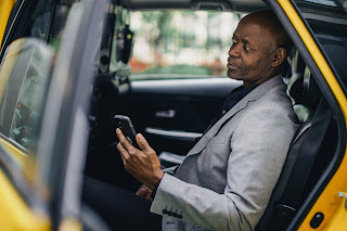 Man in taxi