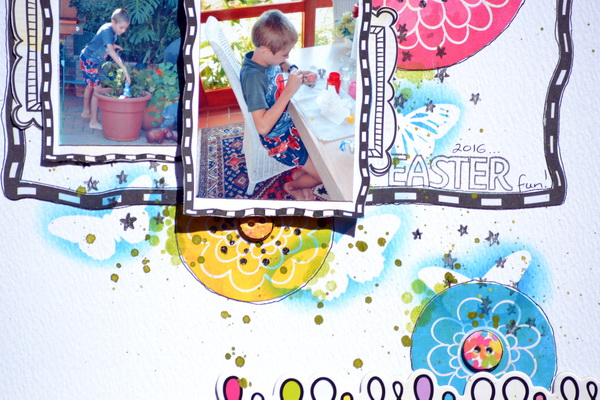 Mixed Media Layout by Denise van Deventer using BoBunny Graphite Glitter Paste and the Believe Collection