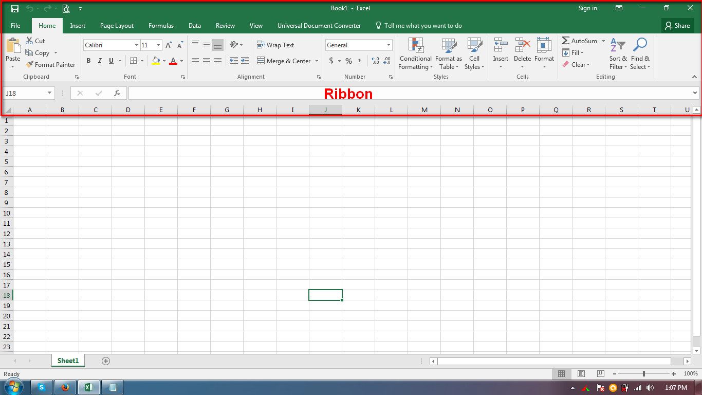 Tampilan Jendela Ribbon Microsoft Excel 2019 Belajar Excel