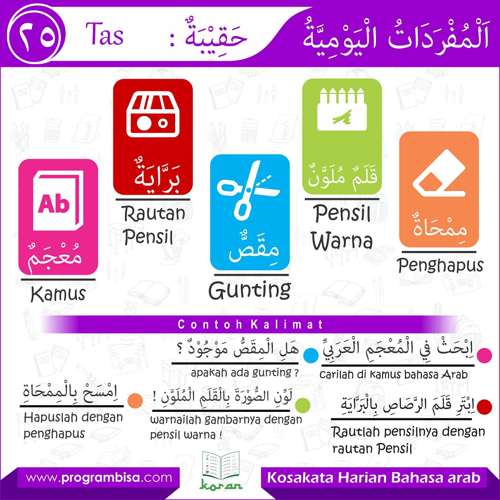 Kosakata Bahasa  Arab  Seputar Alat  Sekolah  Download 